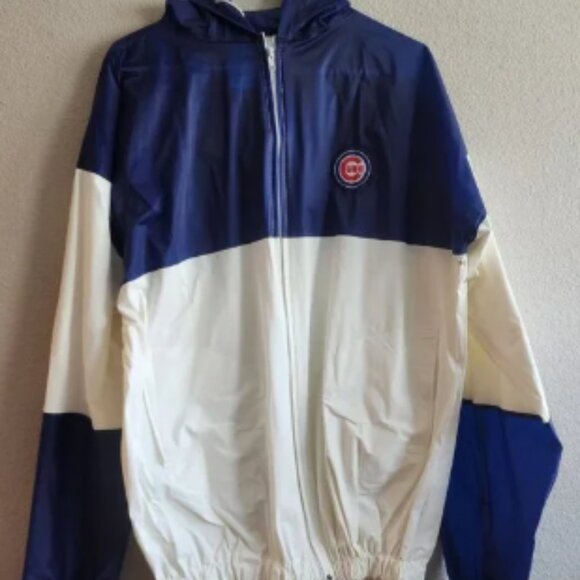 Vtg 1991 Chicago Cubs Jacket Mens XL Blue White MLB Baseball Rain Windbreaker - Picture 1 of 8